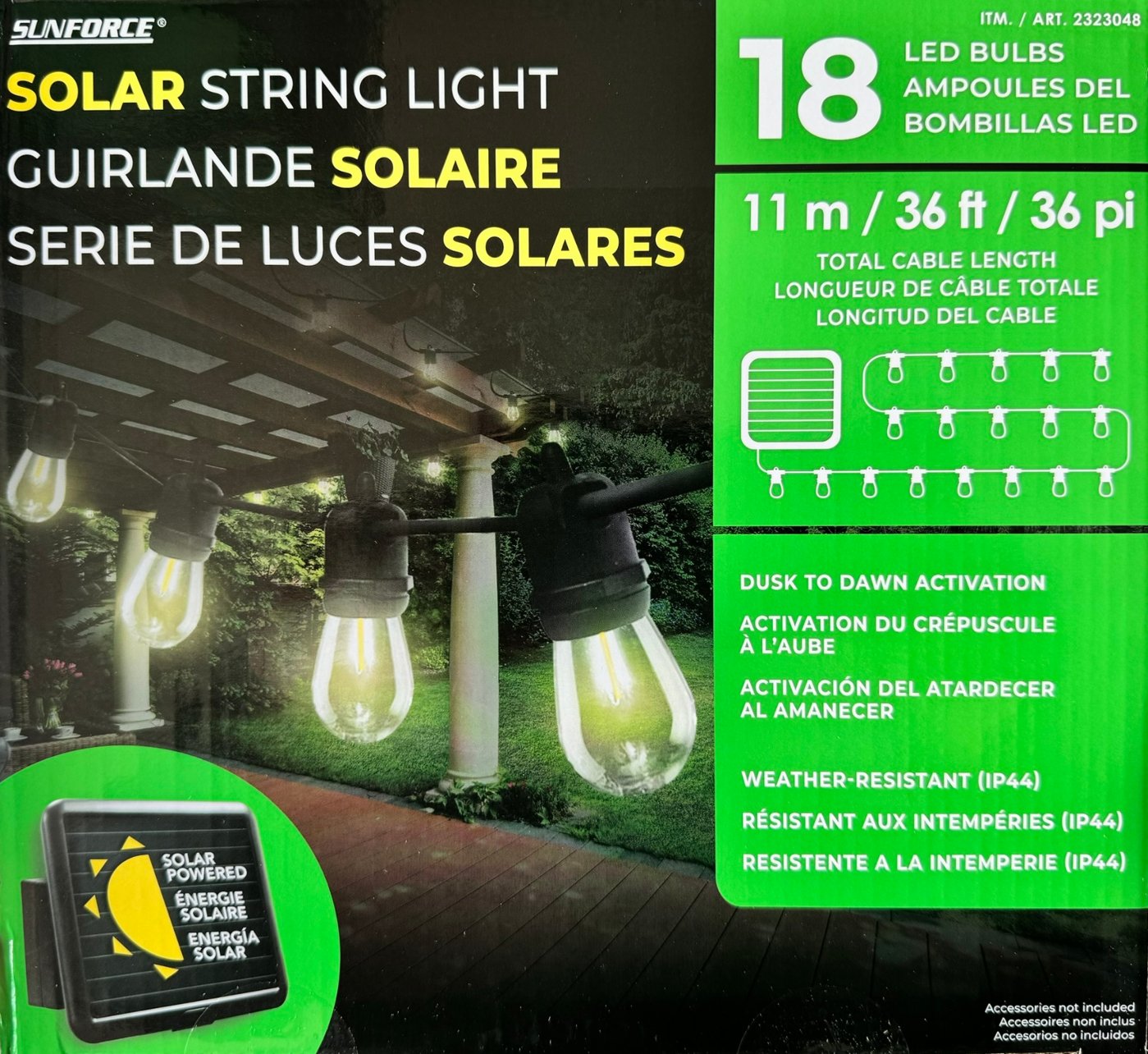 Solar String Lights with 18 Bulbs and Solar Panel - PICK n WRAP