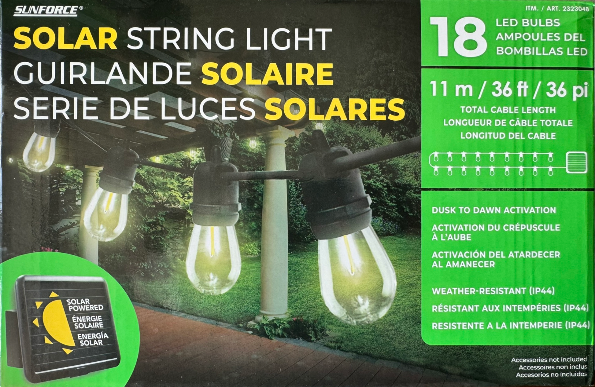 Solar String Lights with 18 Bulbs and Solar Panel - PICK n WRAP